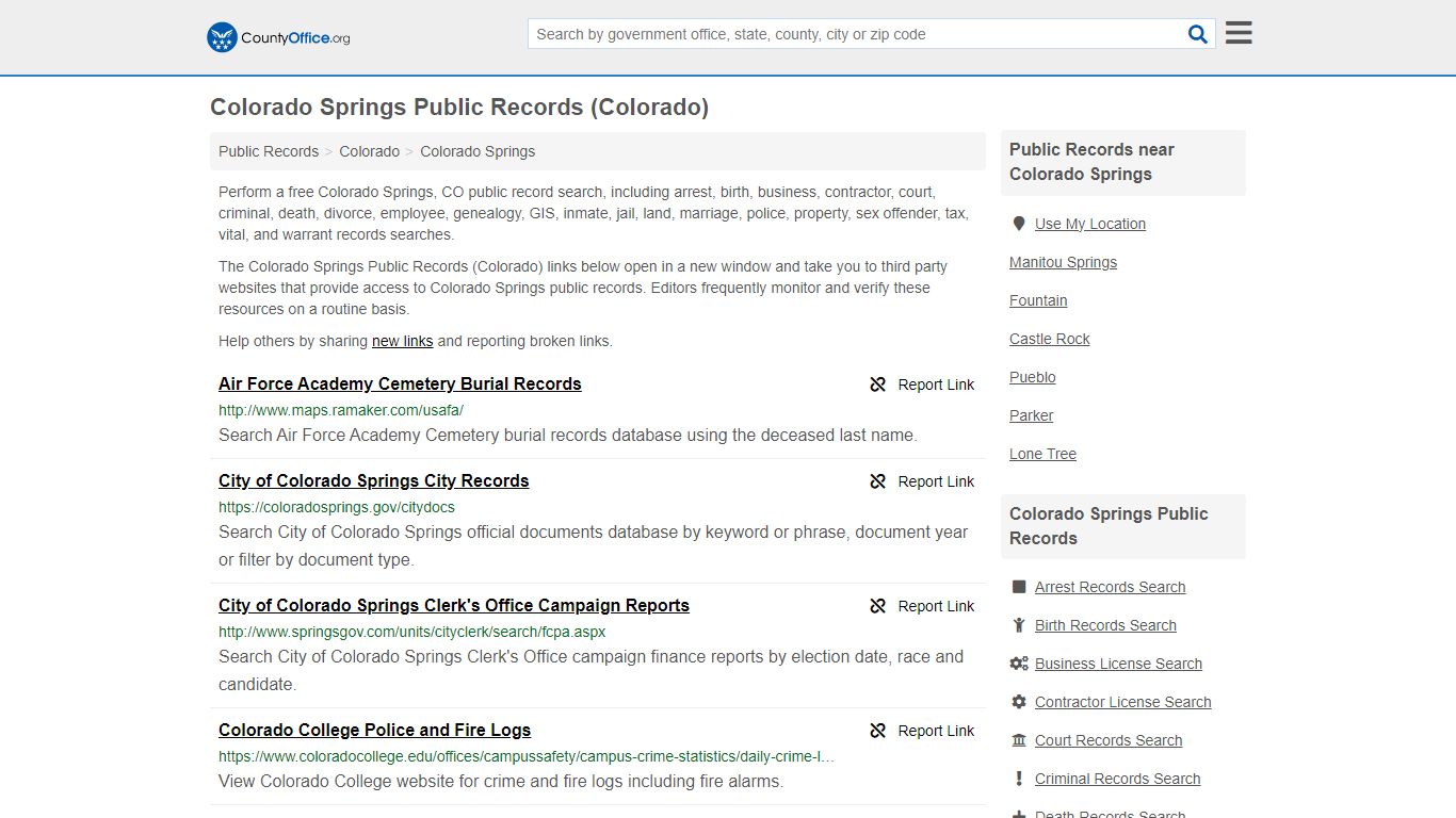 Public Records - Colorado Springs, CO (Business, Criminal, GIS ...