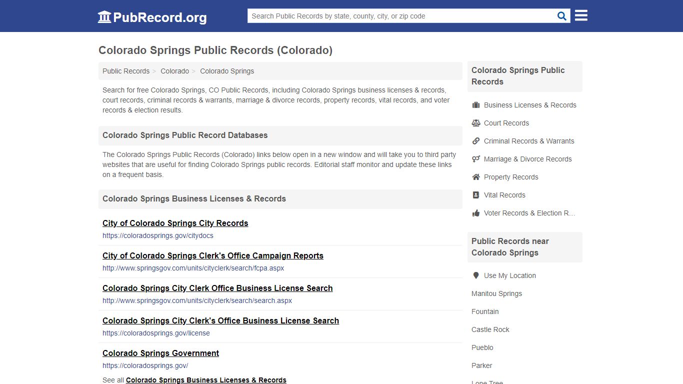 Free Colorado Springs Public Records (Colorado Public Records)