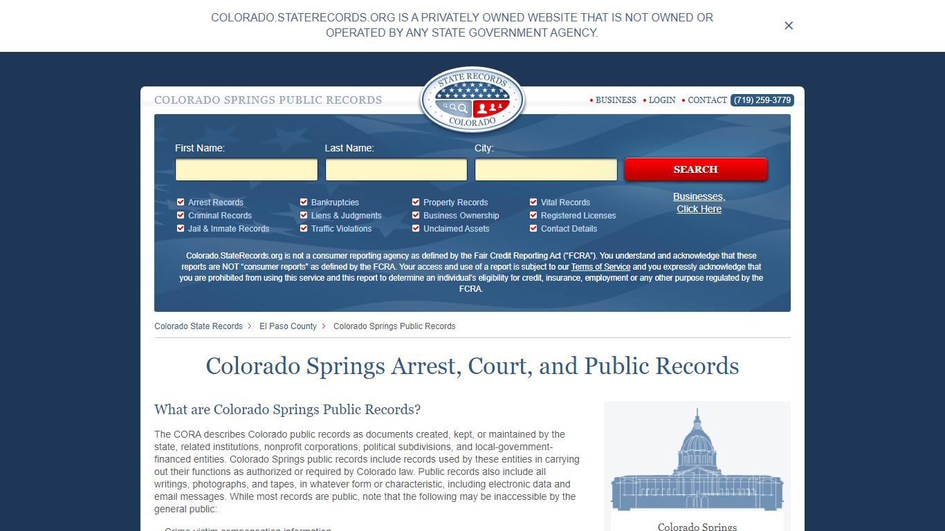 Colorado Springs Arrest, Court, and Public Records